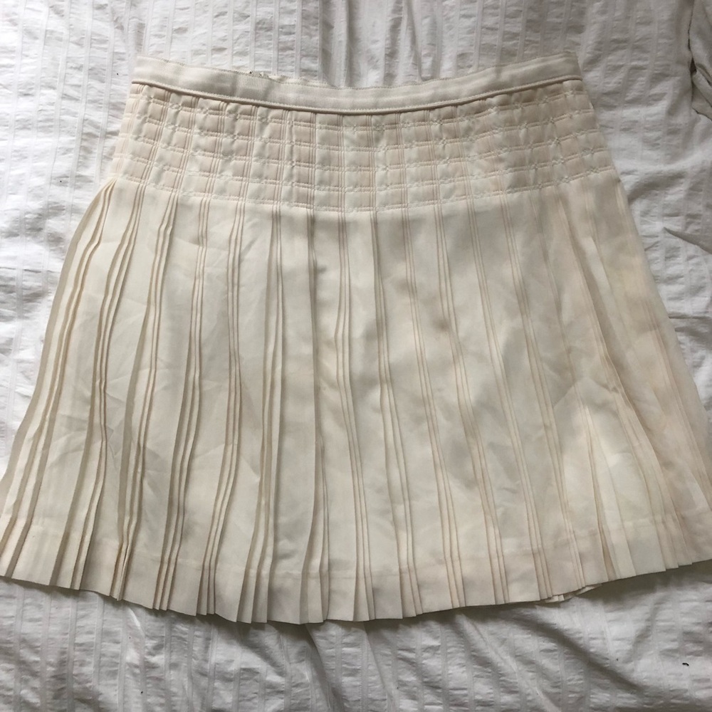 J. Crew Pleated Cream A-Line Skirt